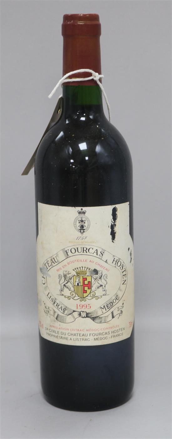 A bottle of Chateau Fourcas Medoc 1995 Royal and Ancient Golf Club 250th Anniversary bottle